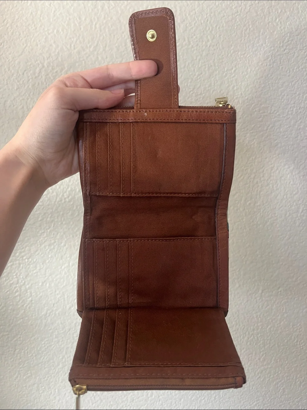Fossil Brown Leather Wallet with Multicolor Stripe Accent